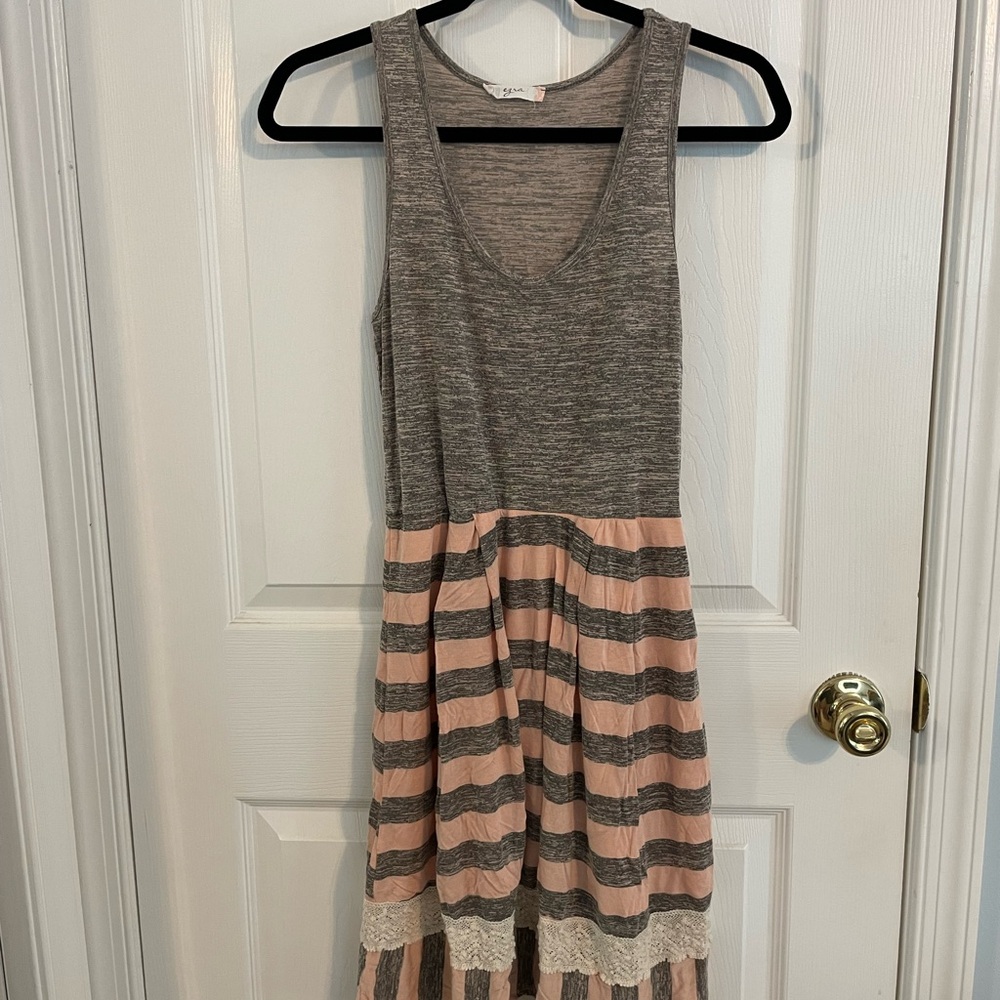 Ezra Gray and Pink Striped Dress